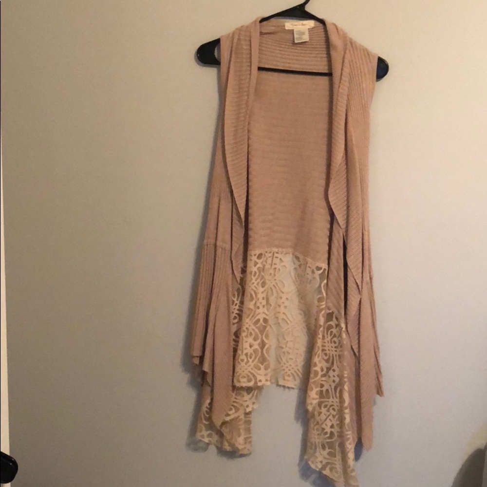 Tan 2 way grace and lace cardigan